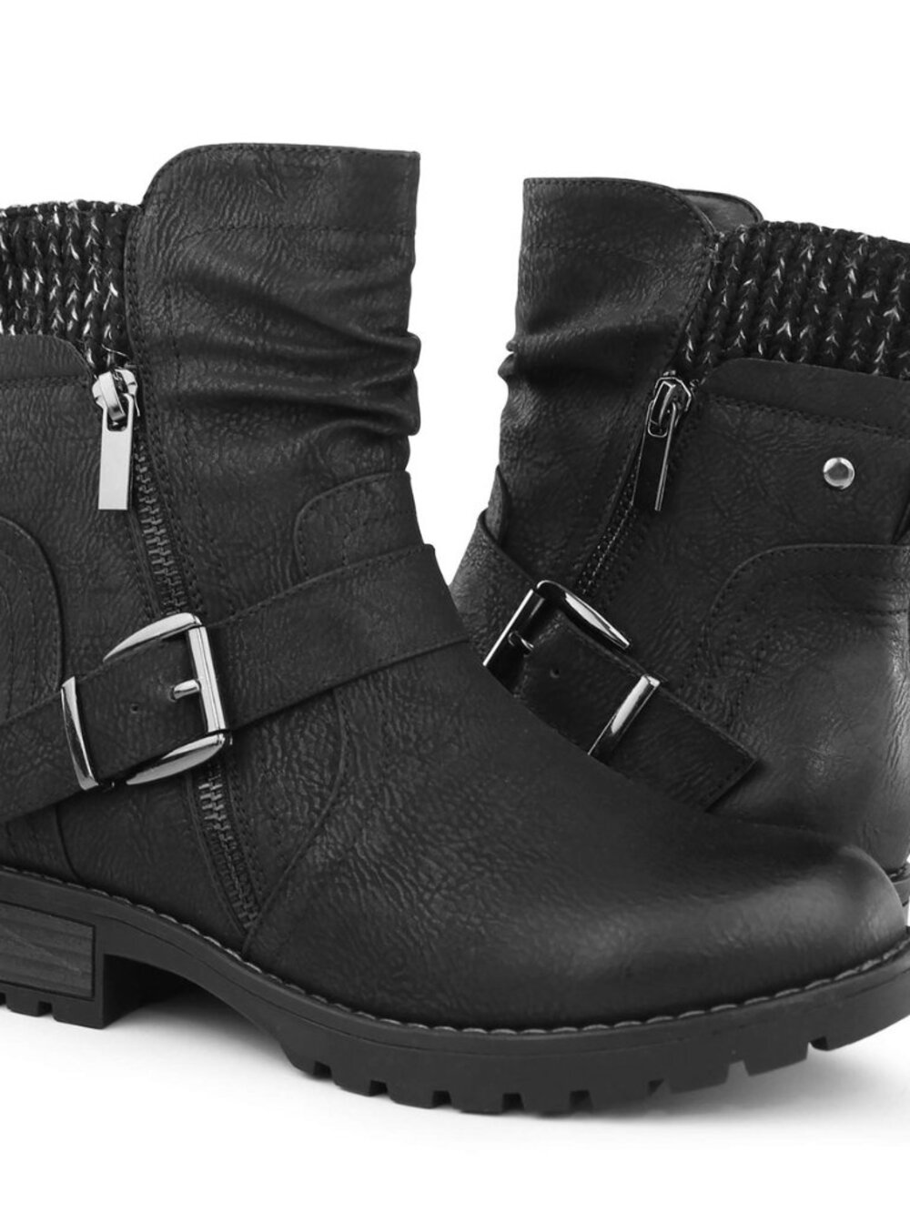 Women's Combat Boots Fashion Side Zipper Buckle Ankle Booties